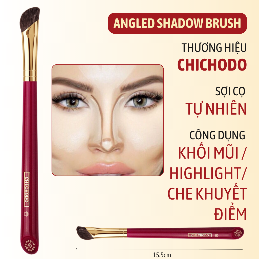 Cọ Tạo Khối Mũi/Highlight/Che Khuyết Điểm Đầu Xéo Chính Xác CHICHODO Angled Shadow Brush C132
